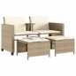 vidaXL Sofá de jardín 2 plazas con mesa y taburetes ratán PE beige vidaXL Sofá de jardín 2 plazas con mesa y taburetes ratán PE beige