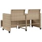 vidaXL Sofá de jardín 2 plazas con mesa y taburetes ratán PE beige vidaXL Sofá de jardín 2 plazas con mesa y taburetes ratán PE beige