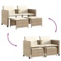 vidaXL Sofá de jardín 2 plazas con mesa y taburetes ratán PE beige vidaXL Sofá de jardín 2 plazas con mesa y taburetes ratán PE beige