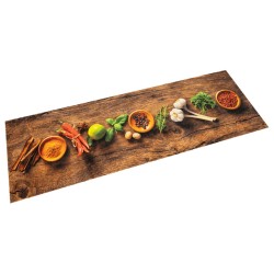 vidaXL Alfombra de cocina lavable terciopelo dibujo especias 45x150 cm
