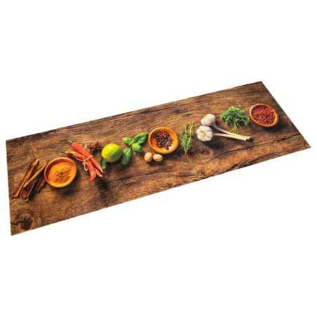 vidaXL Alfombra de cocina lavable terciopelo dibujo especias 60x300 cm