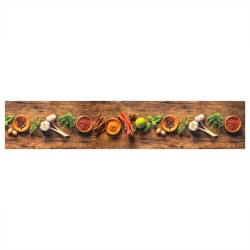 vidaXL Alfombra de cocina lavable terciopelo dibujo especias 60x300 cm
