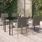 vidaXL Set comedor jardín 5 pzas y cojines ratán sintético negro gris vidaXL Set comedor jardín 5 pzas y cojines ratán sintético negro gris