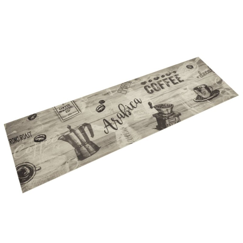 vidaXL Alfombra de cocina lavable terciopelo gris café 45x150 cm vidaXL Alfombra de cocina lavable terciopelo gris café 45x150 cm