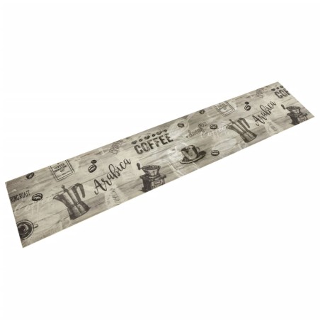 vidaXL Alfombra de cocina lavable terciopelo gris café 60x300 cm