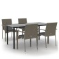 vidaXL Set comedor jardín 5 pzas y cojines ratán sintético negro gris vidaXL Set comedor jardín 5 pzas y cojines ratán sintético negro gris