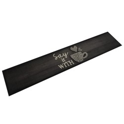 vidaXL Alfombra de cocina lavable terciopelo negro taza 60x300 cm
