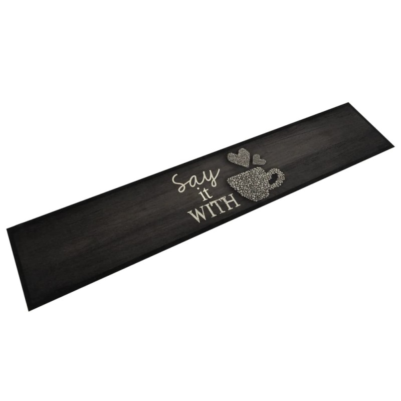 vidaXL Alfombra de cocina lavable terciopelo negro taza 60x300 cm vidaXL Alfombra de cocina lavable terciopelo negro taza 60x300 cm
