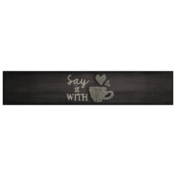 vidaXL Alfombra de cocina lavable terciopelo negro taza 60x300 cm