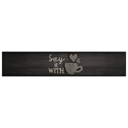 vidaXL Alfombra de cocina lavable terciopelo negro taza 60x300 cm