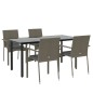 vidaXL Set comedor jardín 5 pzas y cojines ratán sintético negro gris vidaXL Set comedor jardín 5 pzas y cojines ratán sintético negro gris