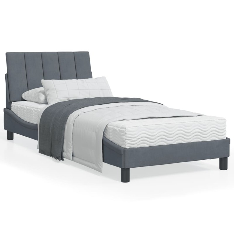 vidaXL Estructura cama con luces LED terciopelo gris oscuro 80x200 cm