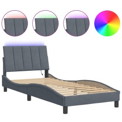 vidaXL Estructura cama con luces LED terciopelo gris oscuro 80x200 cm