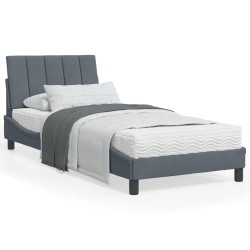 vidaXL Estructura cama con luces LED terciopelo gris oscuro 90x190 cm