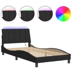 vidaXL Estructura de cama con luces LED terciopelo negro 100x200 cm