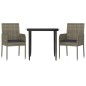 vidaXL Set comedor jardín 3 pzas y cojines ratán sintético negro gris vidaXL Set comedor jardín 3 pzas y cojines ratán sintético negro gris