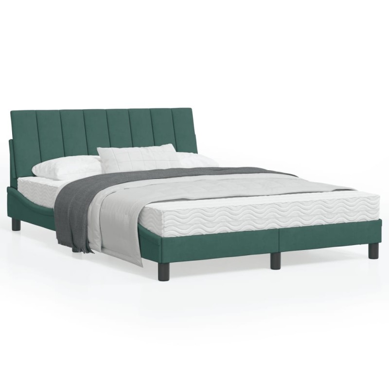 vidaXL Estructura de cama con luces terciopelo verde oscuro 140x200 cm vidaXL Estructura de cama con luces terciopelo verde oscuro 140x200 cm