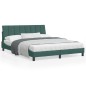 vidaXL Estructura cama con luces LED terciopelo verde oscuro 160x200cm