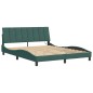vidaXL Estructura cama con luces LED terciopelo verde oscuro 160x200cm