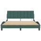 vidaXL Estructura cama con luces LED terciopelo verde oscuro 160x200cm