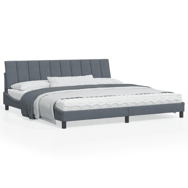 vidaXL Estructura cama con luces LED terciopelo gris oscuro 200x200 cm vidaXL Estructura cama con luces LED terciopelo gris oscuro 200x200 cm