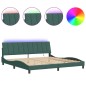 vidaXL Estructura cama con luces LED terciopelo verde oscuro 200x200cm vidaXL Estructura cama con luces LED terciopelo verde oscuro 200x200cm