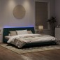vidaXL Estructura cama con luces LED terciopelo verde oscuro 200x200cm vidaXL Estructura cama con luces LED terciopelo verde oscuro 200x200cm