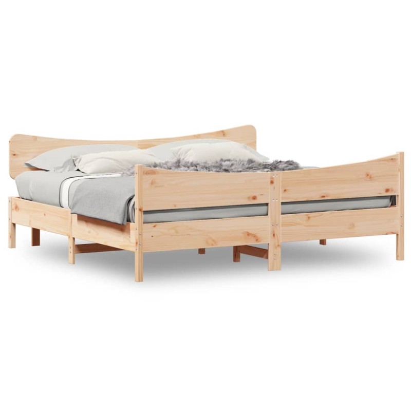vidaXL Estructura de cama con cabecero madera maciza pino 180x200 cm vidaXL Estructura de cama con cabecero madera maciza pino 180x200 cm