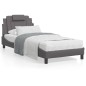 vidaXL Estructura de cama con cabecero cuero sintético gris 90x200 cm