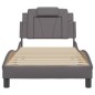 vidaXL Estructura de cama con cabecero cuero sintético gris 90x200 cm