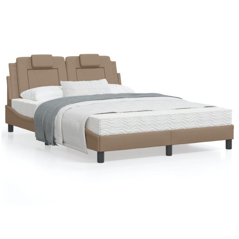 vidaXL Estructura de cama cabecero cuero sintético capuchino 120x200cm