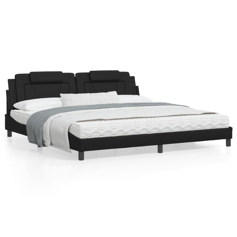 vidaXL Estructura de cama con cabecero cuero sintético negro 200x200cm vidaXL Estructura de cama con cabecero cuero sintético negro 200x200cm