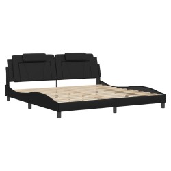 vidaXL Estructura de cama con cabecero cuero sintético negro 200x200cm