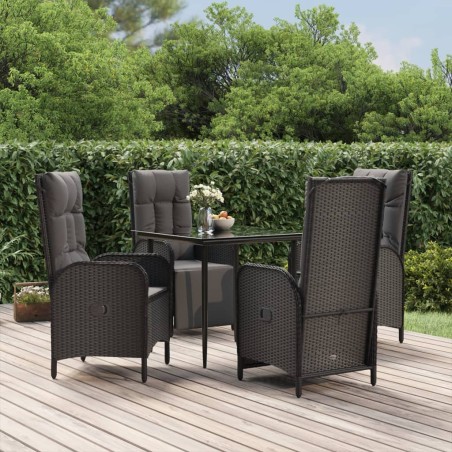vidaXL Set de muebles jardín 5 pzas con cojines ratán sintético negro