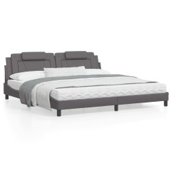 vidaXL Estructura de cama con cabecero cuero sintético gris 200x200 cm