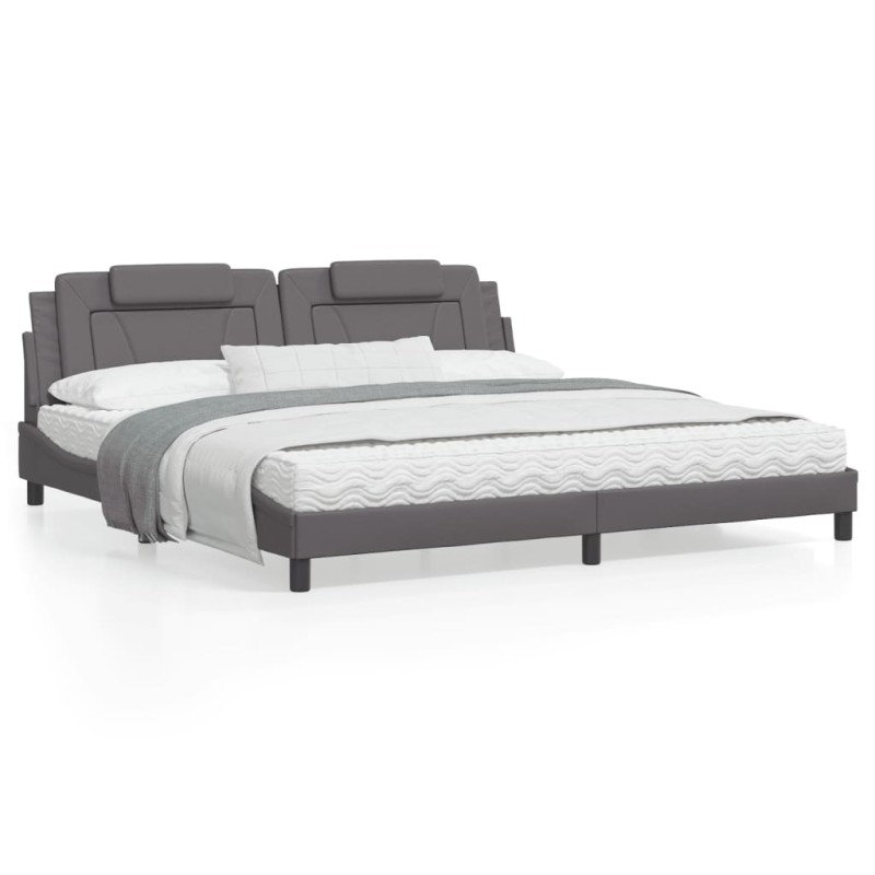 vidaXL Estructura de cama con cabecero cuero sintético gris 200x200 cm