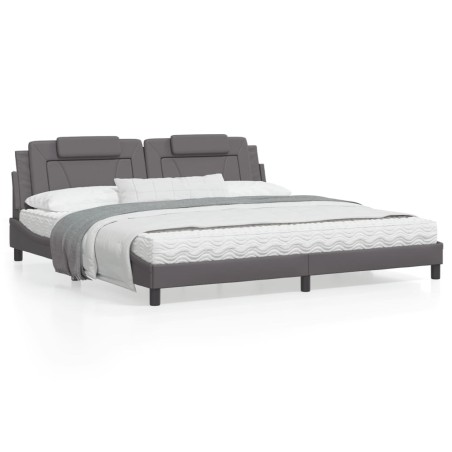vidaXL Estructura de cama con cabecero cuero sintético gris 200x200 cm