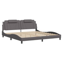 vidaXL Estructura de cama con cabecero cuero sintético gris 200x200 cm