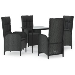 vidaXL Set de muebles jardín 5 pzas con cojines ratán sintético negro