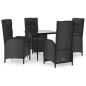 vidaXL Set de muebles jardín 5 pzas con cojines ratán sintético negro vidaXL Set de muebles jardín 5 pzas con cojines ratán sintético negro