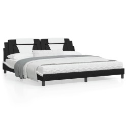 vidaXL Estructura de cama con cabecero cuero sintético negro y blanco