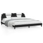 vidaXL Estructura de cama con cabecero cuero sintético negro y blanco vidaXL Estructura de cama con cabecero cuero sintético negro y blanco