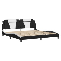 vidaXL Estructura de cama con cabecero cuero sintético negro y blanco