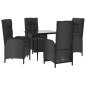 vidaXL Set de muebles jardín 5 pzas con cojines ratán sintético negro vidaXL Set de muebles jardín 5 pzas con cojines ratán sintético negro