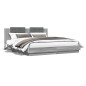 vidaXL Cama con cabecero madera ingeniería gris Sonoma 200x200 cm vidaXL Cama con cabecero madera ingeniería gris Sonoma 200x200 cm