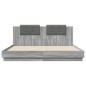 vidaXL Cama con cabecero madera ingeniería gris Sonoma 200x200 cm vidaXL Cama con cabecero madera ingeniería gris Sonoma 200x200 cm