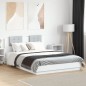vidaXL Estructura cama con cabecero madera ingeniería blanco 120x200cm vidaXL Estructura cama con cabecero madera ingeniería blanco 120x200cm