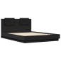 vidaXL Estructura cama con cabecero madera ingeniería negro 150x200 cm vidaXL Estructura cama con cabecero madera ingeniería negro 150x200 cm