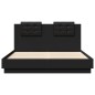 vidaXL Estructura cama con cabecero madera ingeniería negro 150x200 cm vidaXL Estructura cama con cabecero madera ingeniería negro 150x200 cm