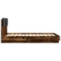 vidaXL Cama con cabecero madera de ingeniería roble ahumado 135x190 cm vidaXL Cama con cabecero madera de ingeniería roble ahumado 135x190 cm